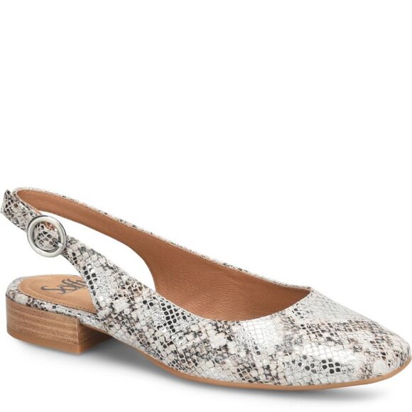 NEW SOFFT Leather Endora Comfort Slingback Ballet Flats silver snake print 462tn - Picture 3 of 8